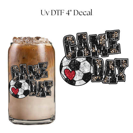 Glitter Soccer Game Day 4” UV DTF Decal