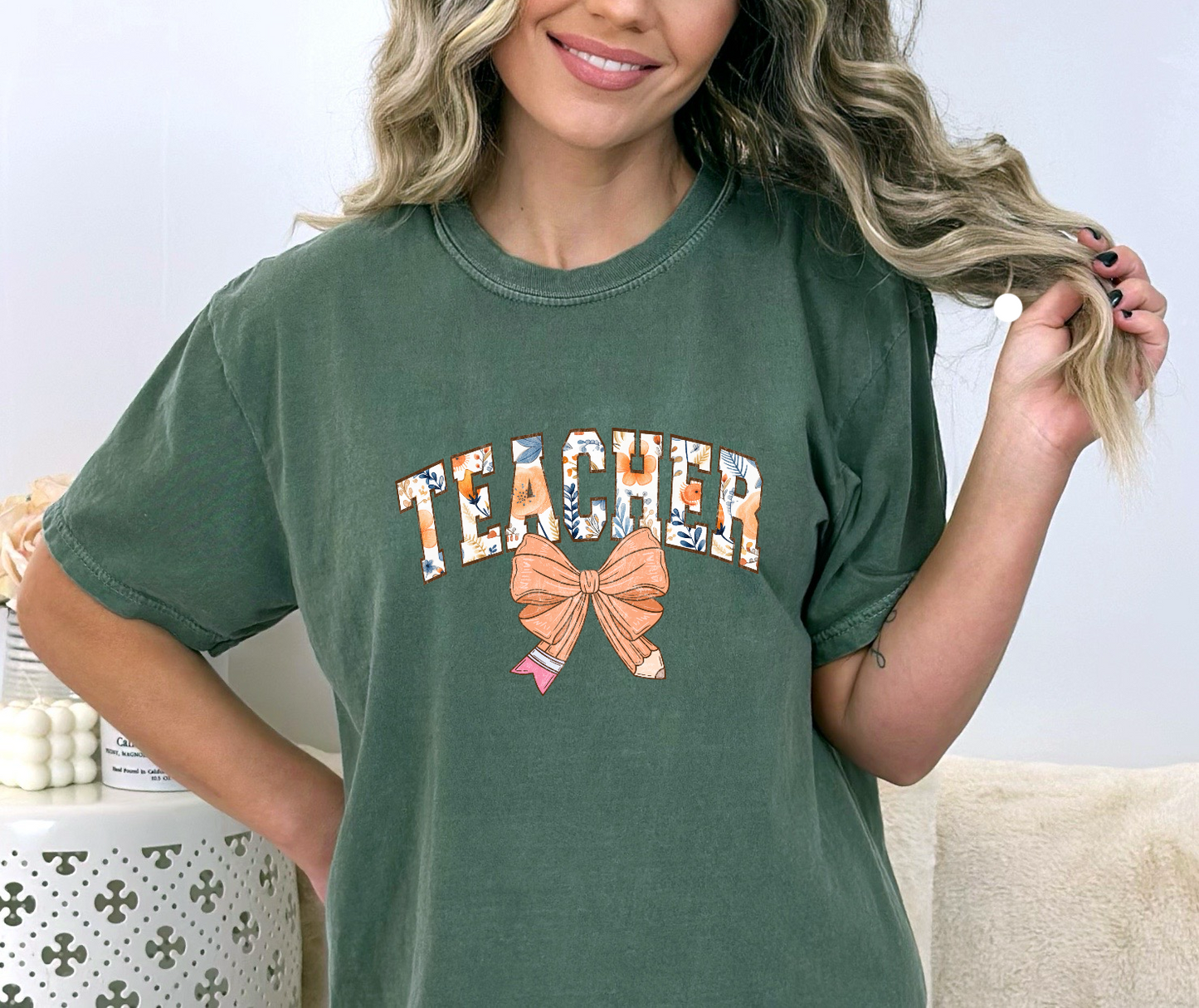 Teacher Pencil Bow DTF Transfer