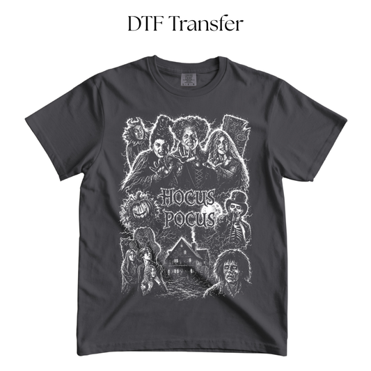 Hocus Characters Single Color DTF Transfer (Press on Black)