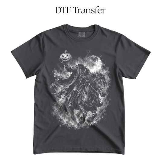 Headless Horseman Single Color DTF Transfer (Print in Black)
