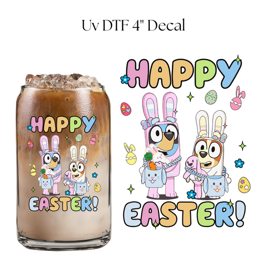 Happy Easter Blue 4” UV DTF Decal
