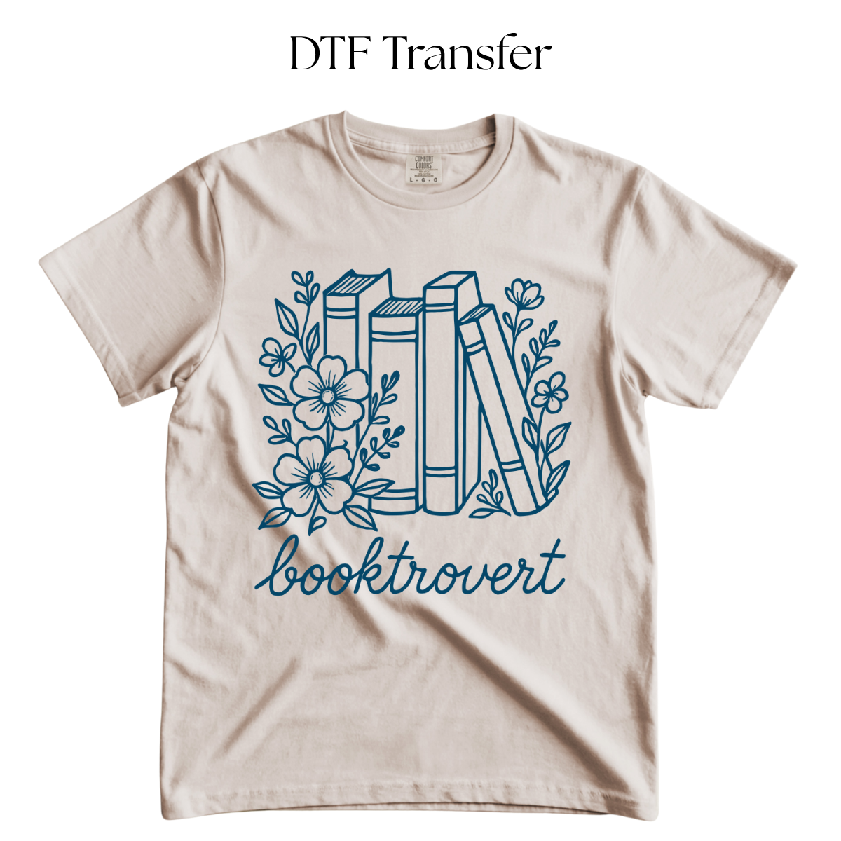 Booktrovert Blue Single Color DTF Transfer