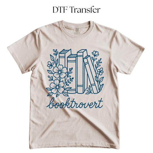 Booktrovert Blue Single Color DTF Transfer