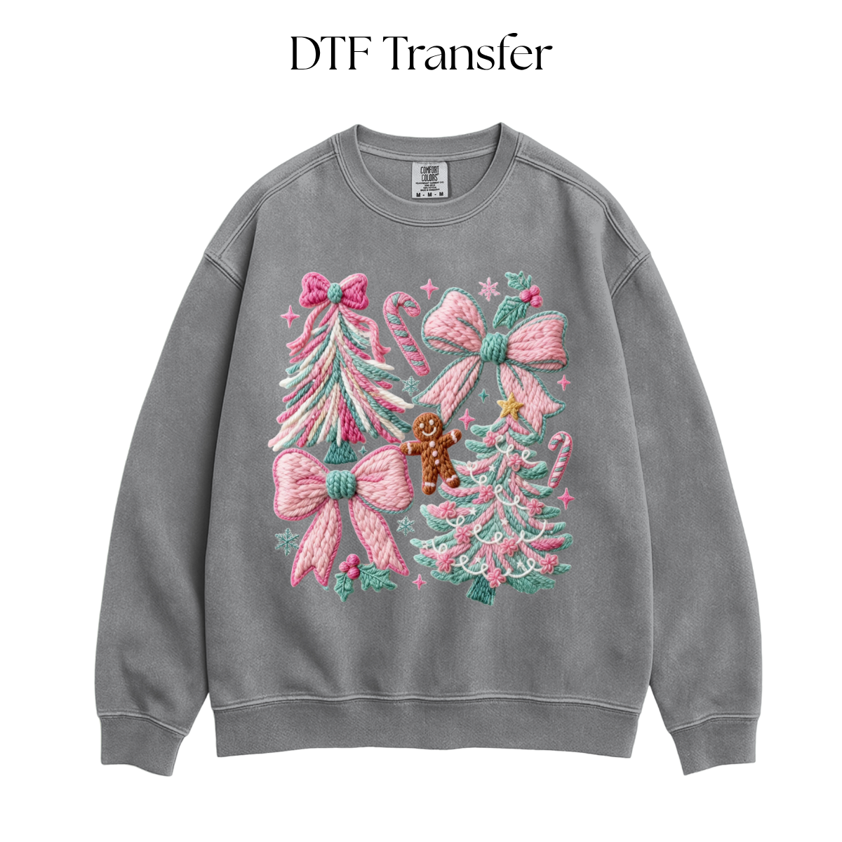 Pink Christmas Faux Yarn DTF Transfer