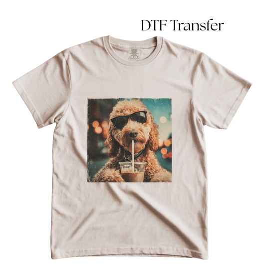 Doodle Drinking Iced Coffee DTF Transfers