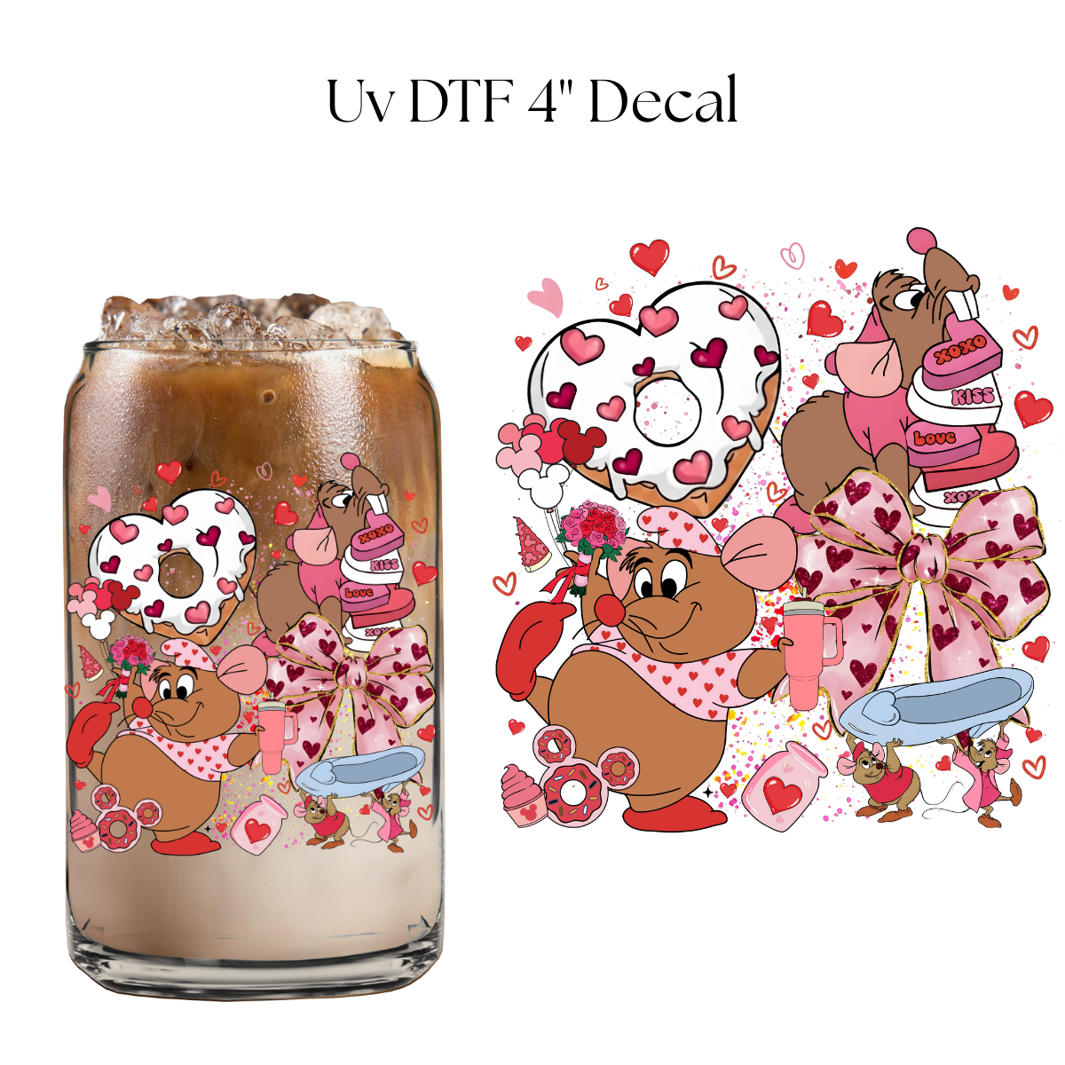 Valentines Ella Mouse 4” UV DTF Decal