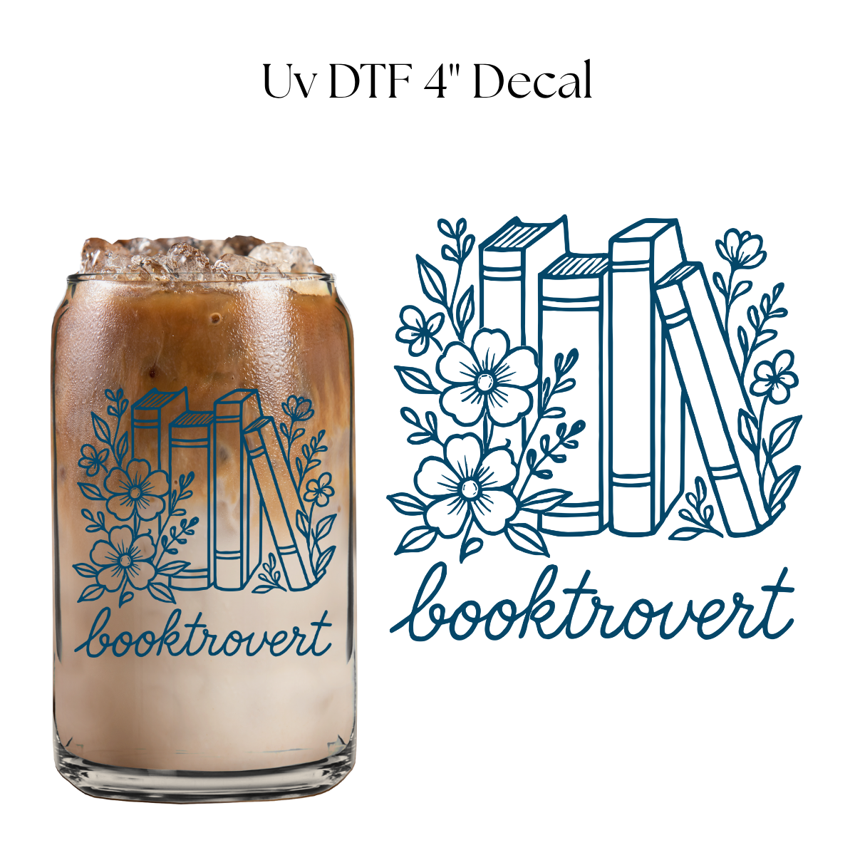 Booktrovert Blue 4” UV DTF Decal