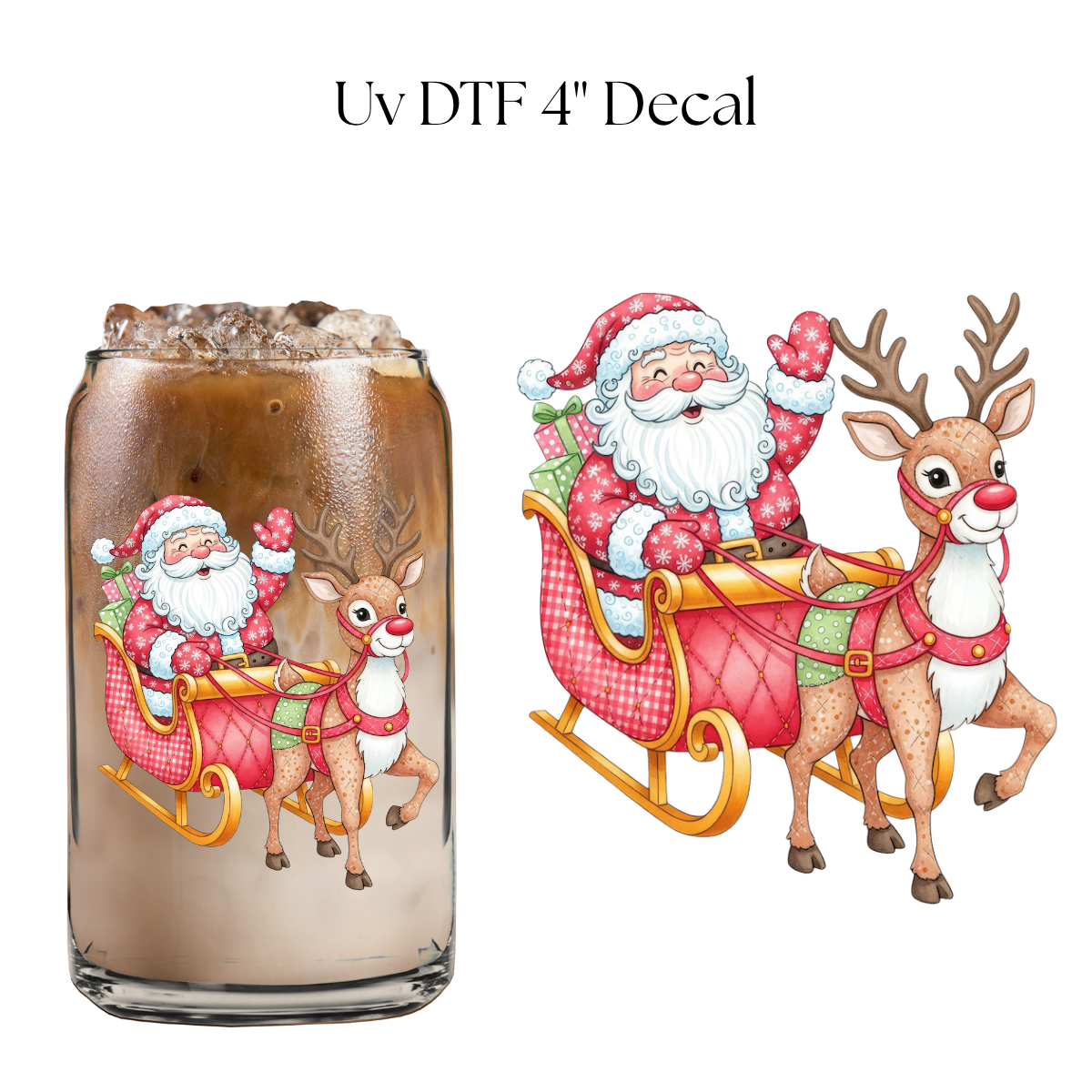 Santa Sleigh 4” UV DTF Decal