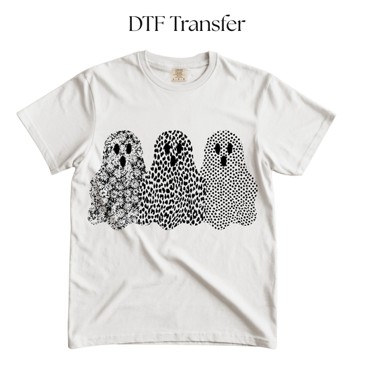 Black Patterned Ghosts Single Color DTF Transfer