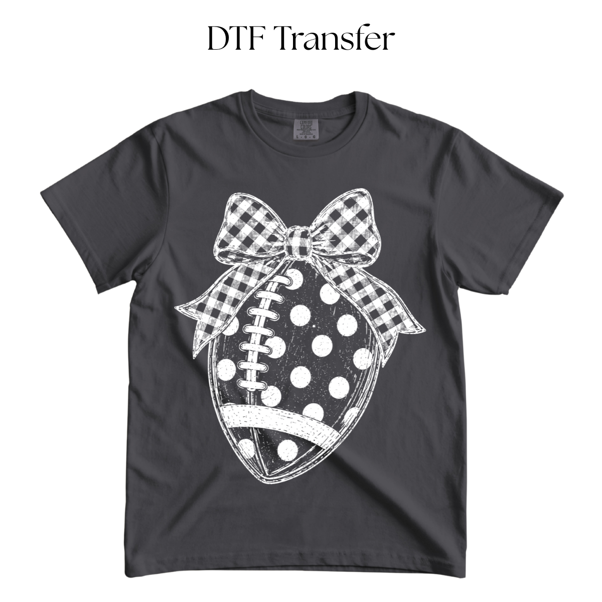 Polka Dot Football Single Color DTF Transfer (Press on Black)