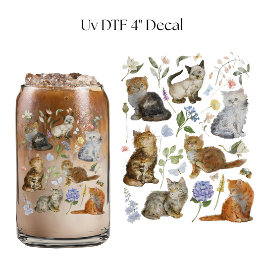 Cats and Flowers 4” UV DTF Decal