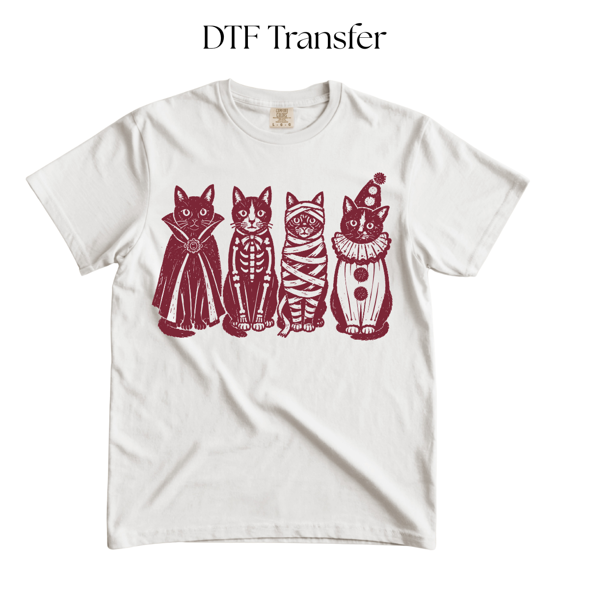 Costumed Cats Single Color DTF Transfer