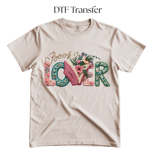 Book Lover Faux Yarn DTF Transfer