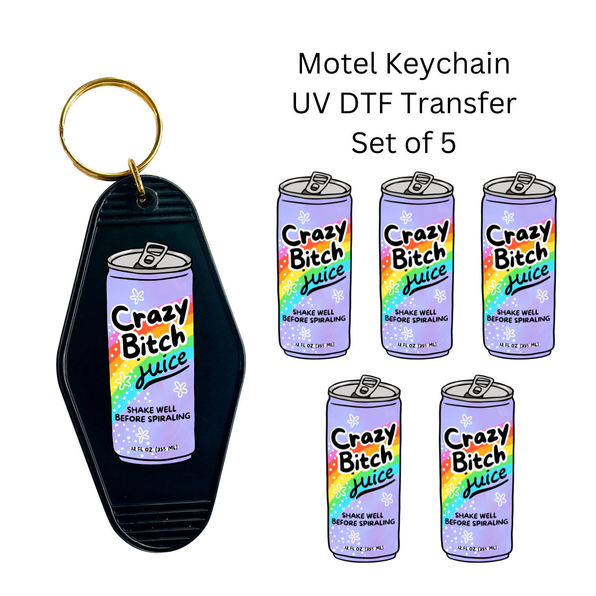 Crazy  B Juice Set of 5 Keychain Transfers