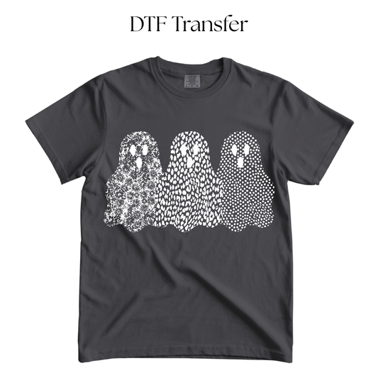 White Patterned Ghosts Single Color DTF Transfer
