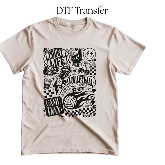 Volleyball Life Single Color DTF Transfer