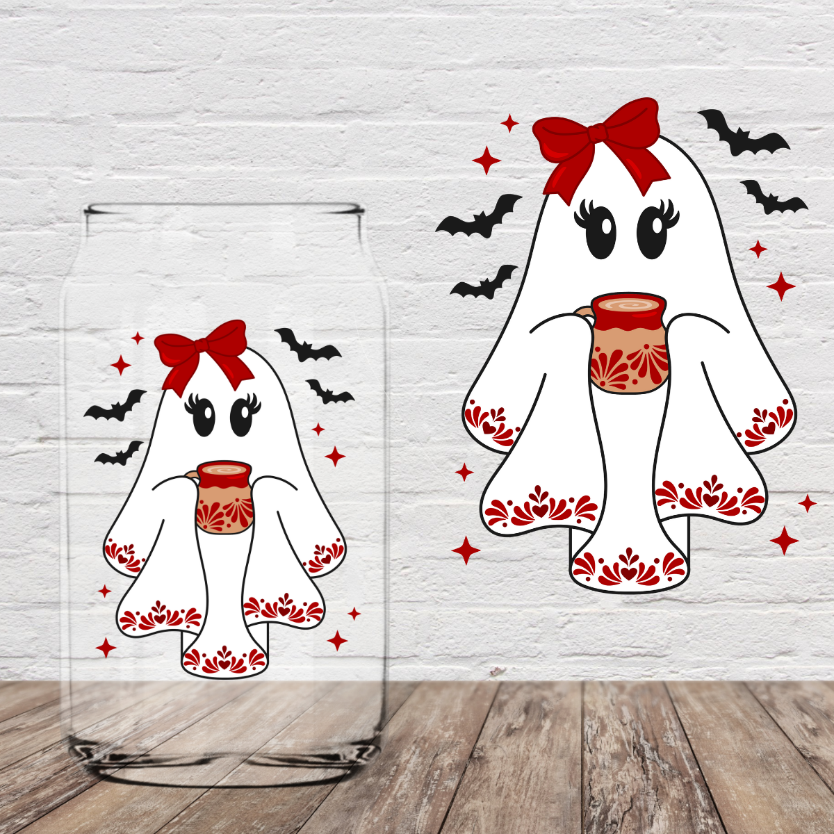 Red Talavera Ghostie 4" UV DTF (print to order)