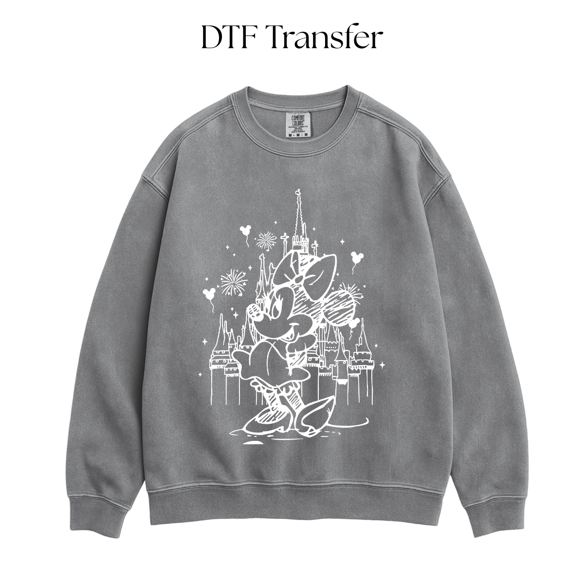 Girl Mouse Castle Single Color DTF Transfer