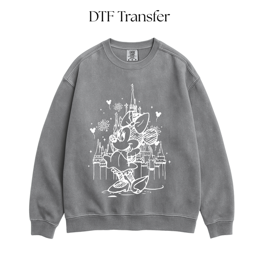 Girl Mouse Castle Single Color DTF Transfer