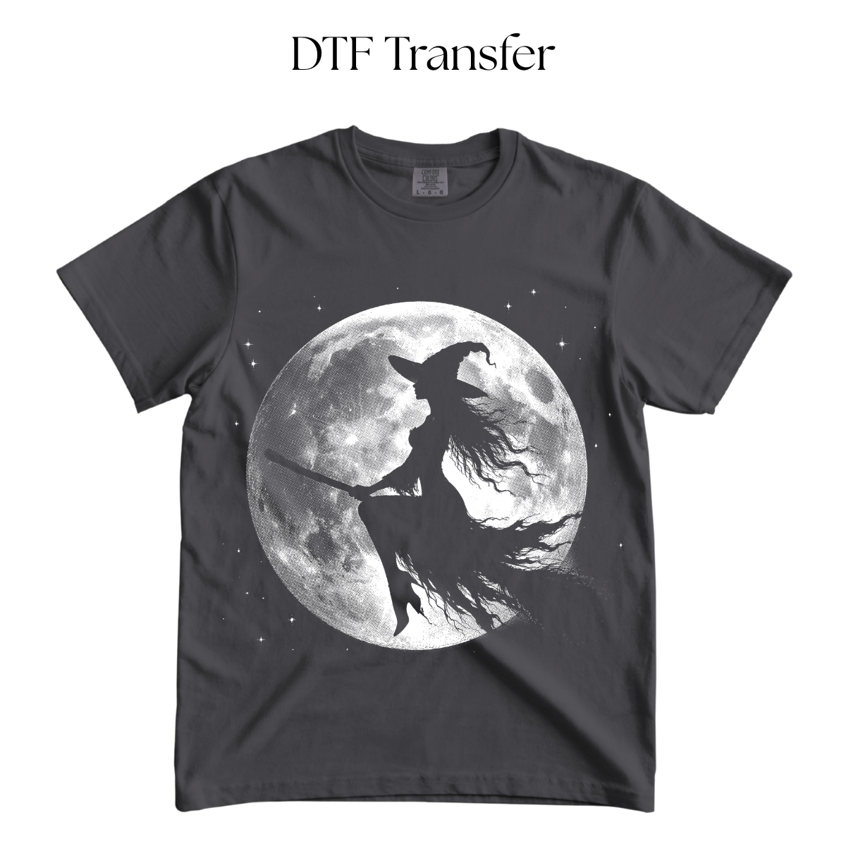 Spooky Season Witch Single Color DTF Transfer (Press on Black)