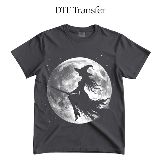 Spooky Season Witch Single Color DTF Transfer (Press on Black)