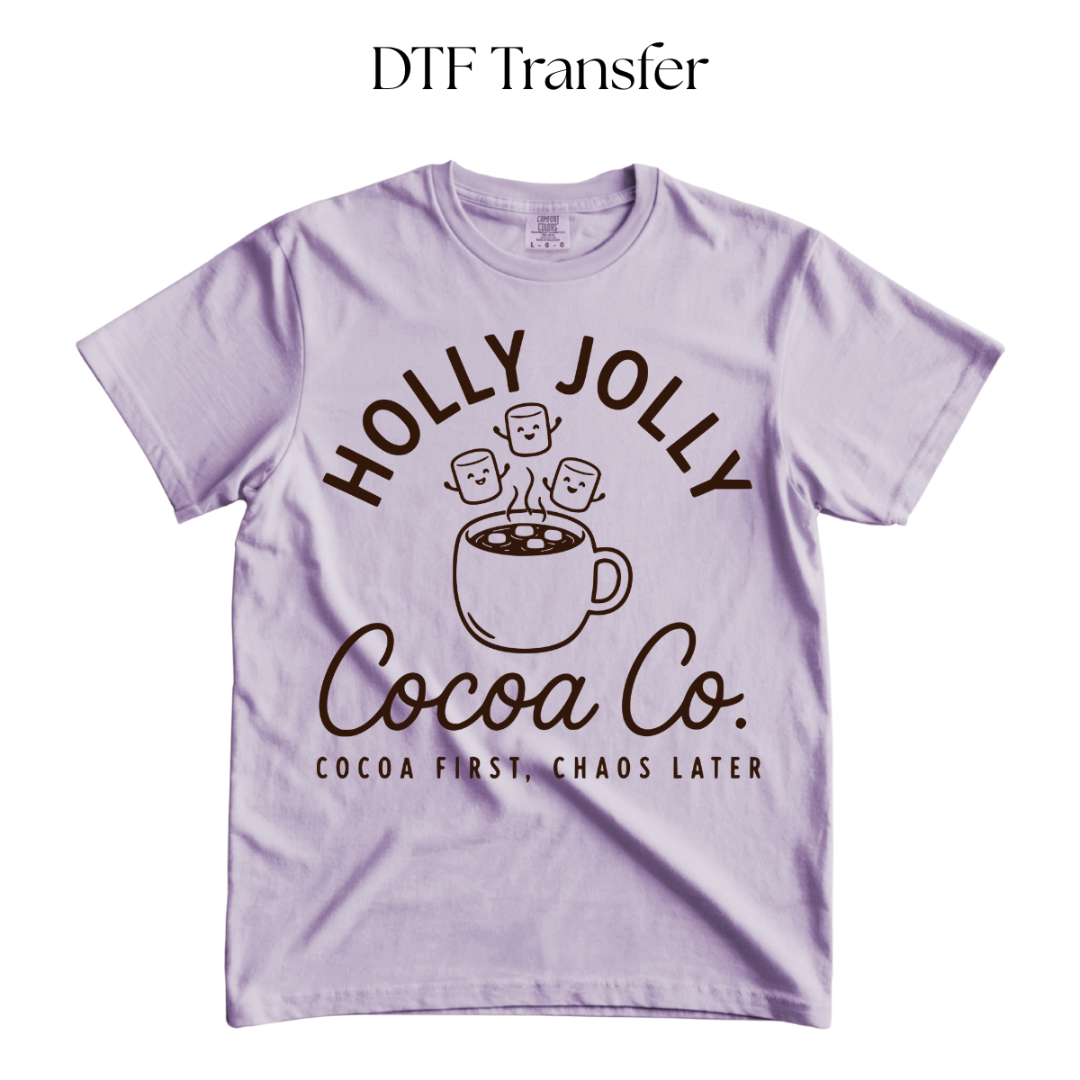 Holly Jolly Cocoa Single Color DTF Transfer