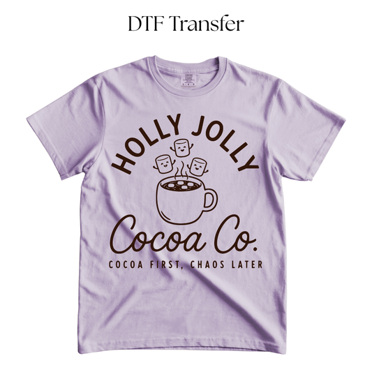 Holly Jolly Cocoa Single Color DTF Transfer