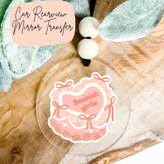 Bookish Girlie Cake Rear View Mirror UV DTF TRANSFER