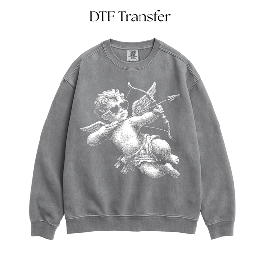 White Heart Glasses Cupid Single Color DTF Transfer