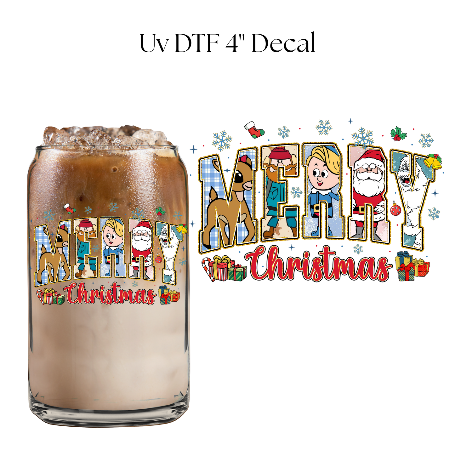 Merry Rudolph 4” UV DTF Decal