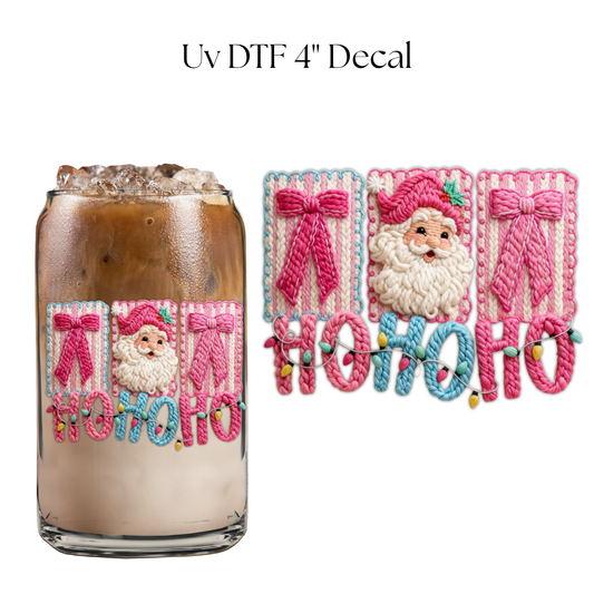Ho Ho Ho Faux Yarn 4” UV DTF Decal