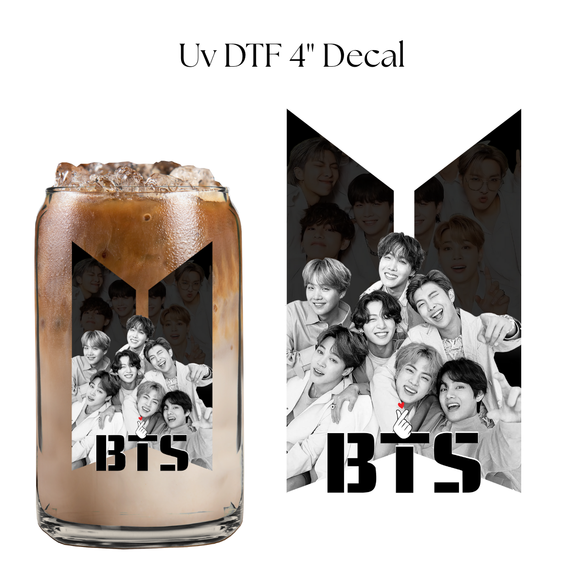 Black and White B 4” UV DTF Decal