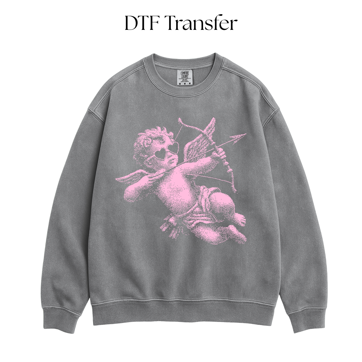 Pink Heart Glasses Cupid Single Color DTF Transfer