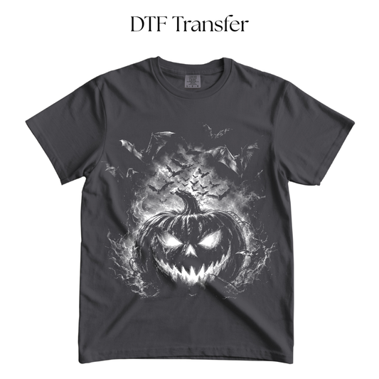 Spooky Pumpkin Bats Single Color DTF Transfer (Press on Black)
