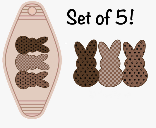 Brown Checkered Bunnies (MOTEL KEYCHAIN)