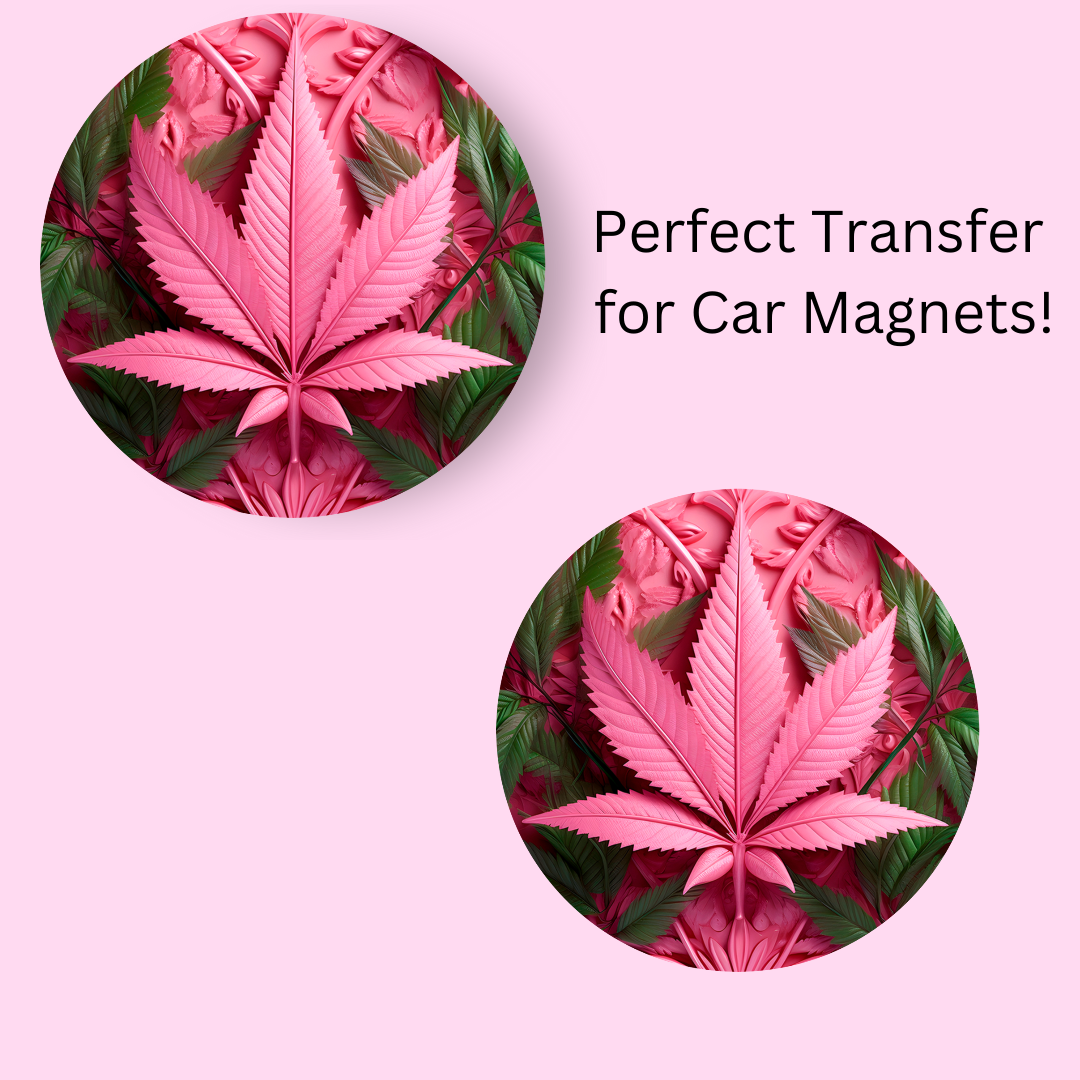 Pink Weed Plant 4.5" UV DTF  (perfect for car magnets)