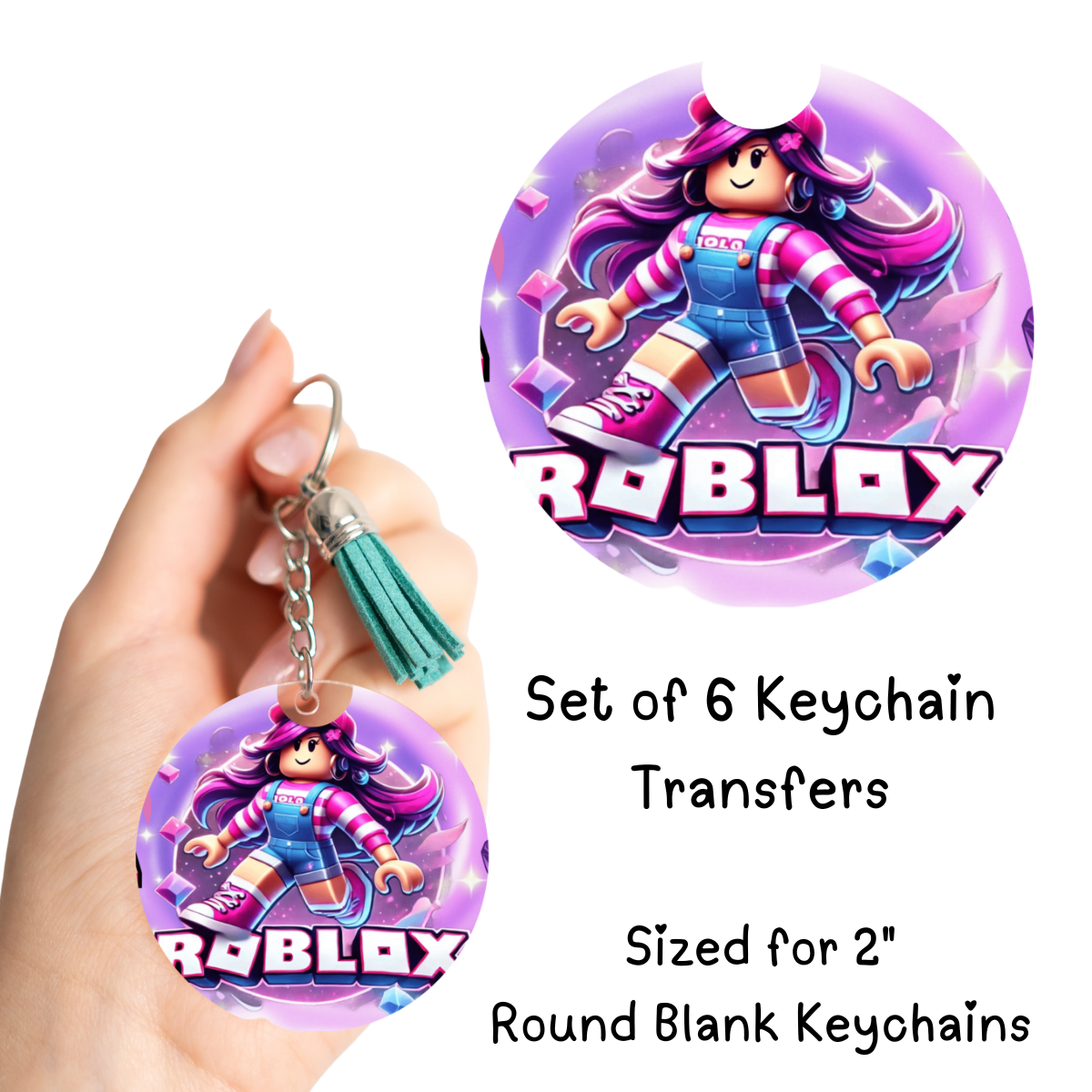 Rob Game Girl Round Keychain Transfer Set of 6