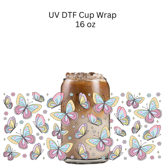 Yellow and Blue Butterflies UV DTF Cup Wrap
