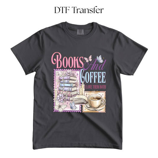 Books and Coffee DTF Transfer