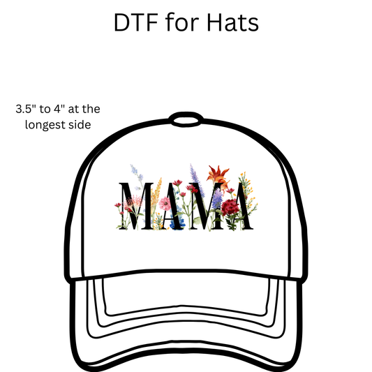 Mama Black Letters Floral DTF Transfers