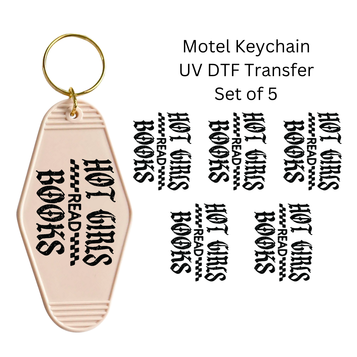 Hot Girls Read Books Set of 5 Keychain Transfers