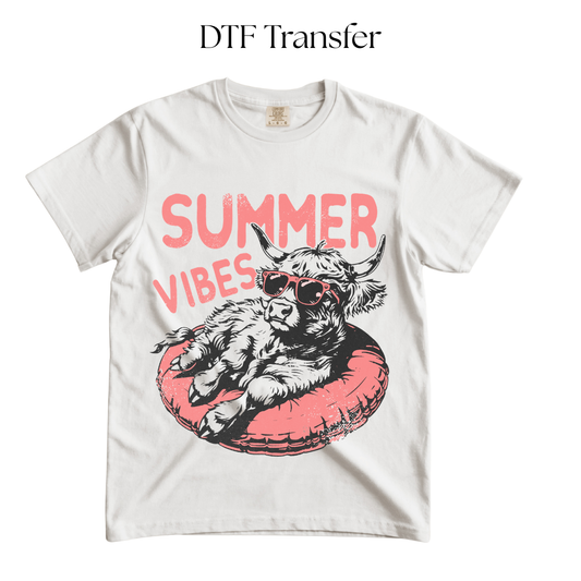 Summer Vibes Cow DTF TRANSFER