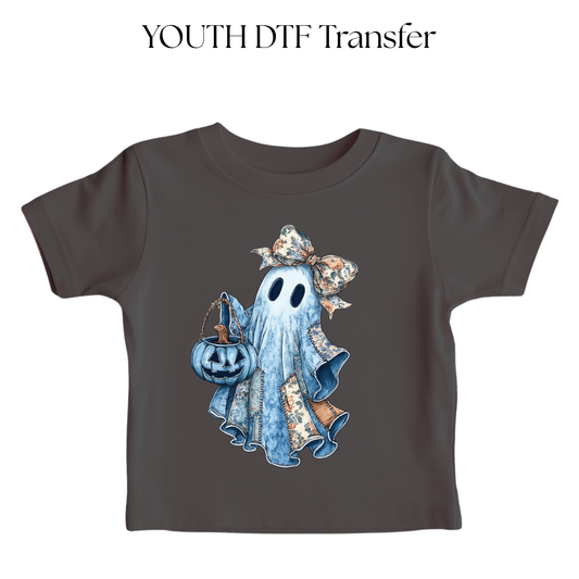 YOUTH Blue Bow Ghostie Dtf Transfer