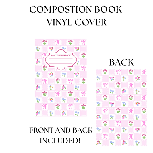 Pink Checks and Flowers Composition Notebook Vinyl Cover
