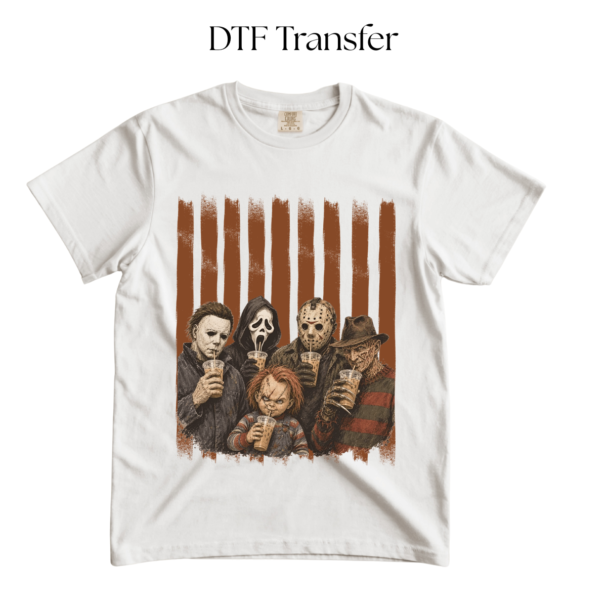 Horror Characters Drinking Coffee DTF Transfer