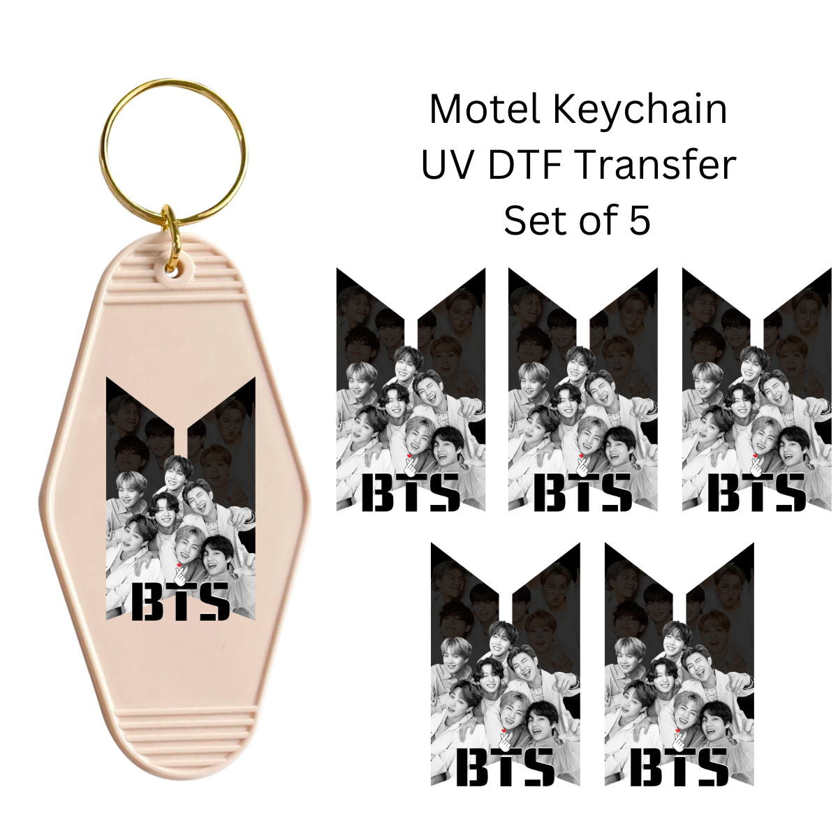 Boyband Black and White Set of 5 Keychain Transfers