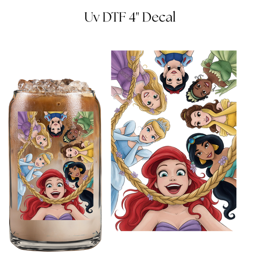 Princess Looking Down 4” UV DTF Cup Decal