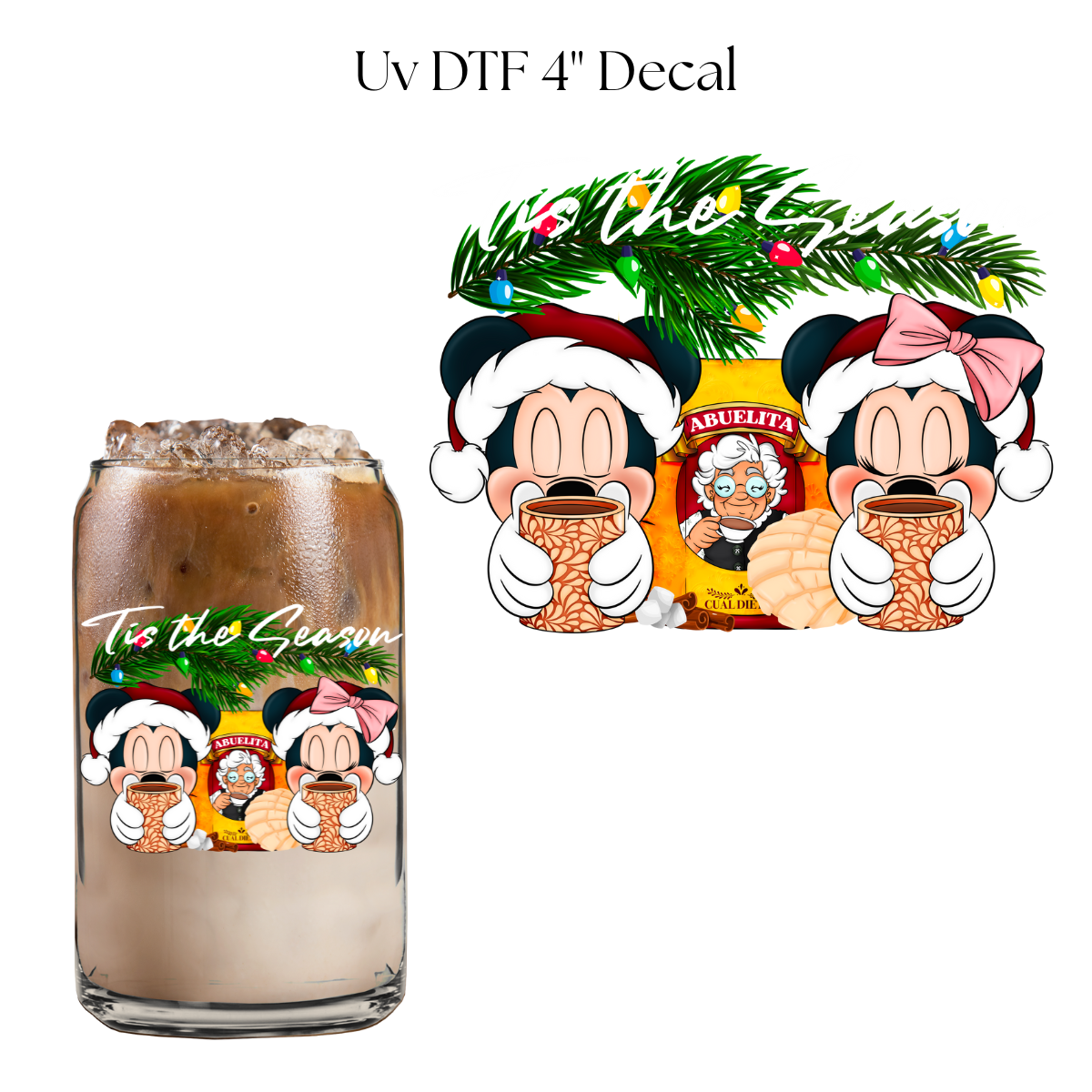 Tis The Season Mouse Chocolatito 4” UV DTF Decal