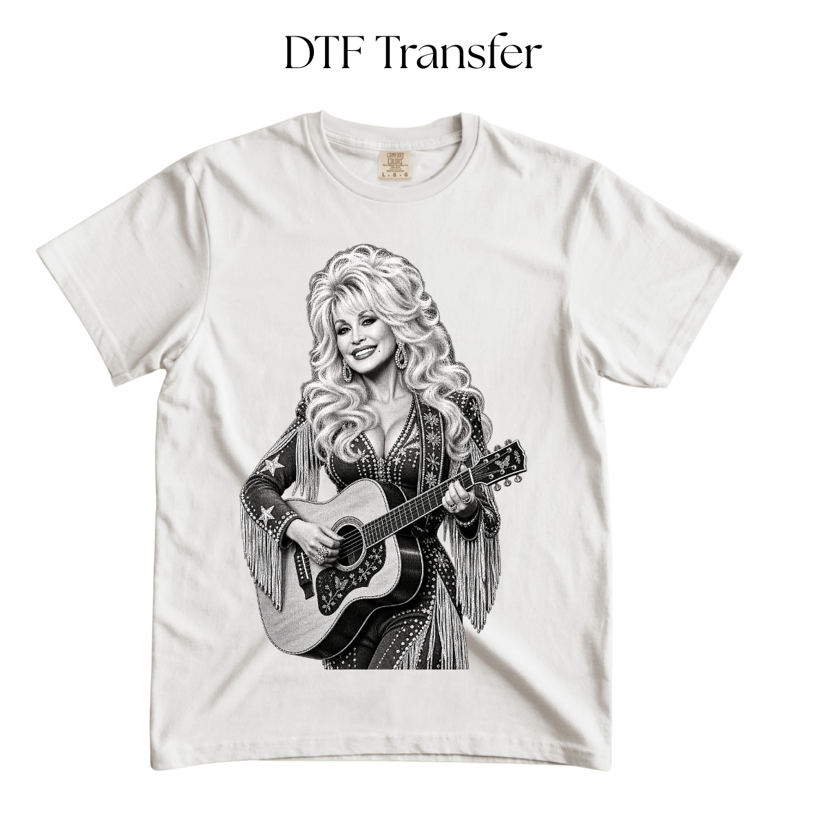 Dolly Black and White DTF Transfer