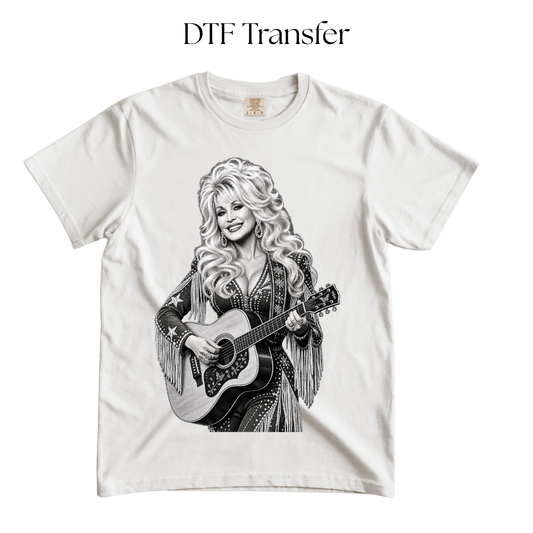 Dolly Black and White DTF Transfer
